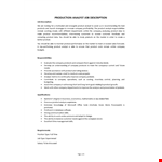 Production Analyst Job Description example document template