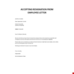 Accepting resignation from employee letter example document template 