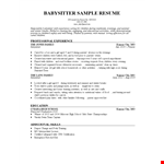 Free Babysitter Resume example document template