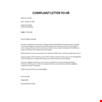 Complaint letter To HR example document template