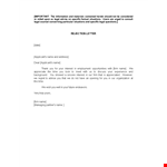 Employer Job Rejection example document template 