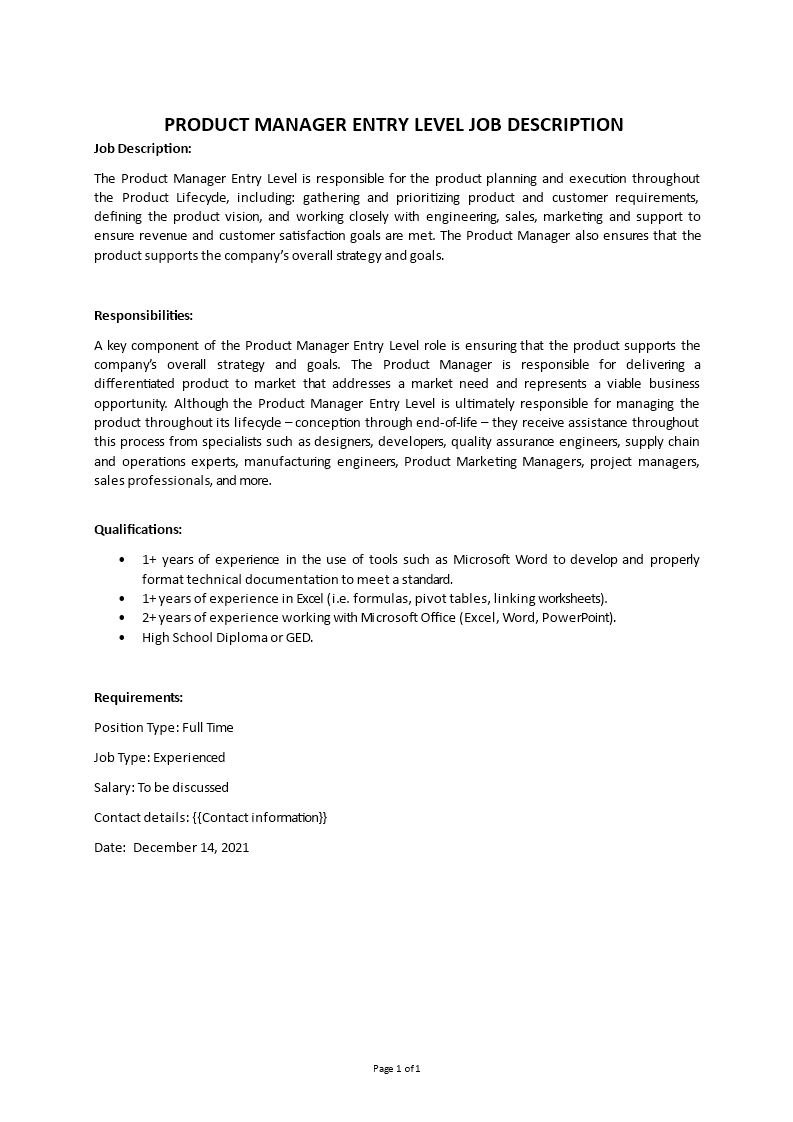 product manager entry level job description Main Image product manager entry level job description