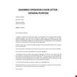 Assembly Operator application letter example document template