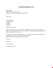 Professional Resignation Letter Format