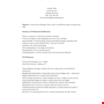 Furniture Store Manager Resume example document template