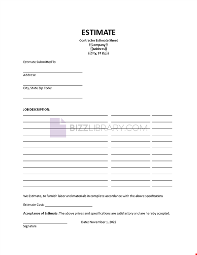 Estimate Sample Template