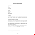 Apology Letter for Stealing example document template 