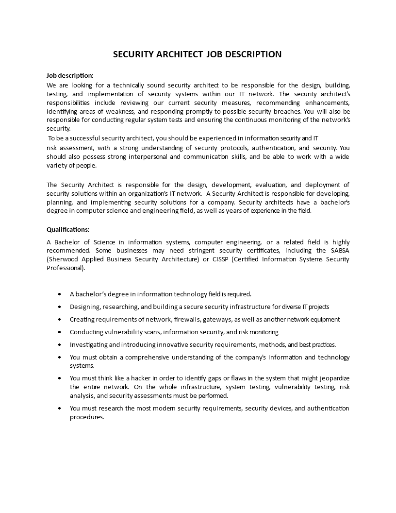 security architect job description