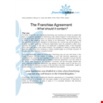 Franchise Agreement: Everything You Should Know as a Franchisee or Franchisor example document template