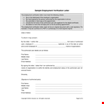 Authorized Employee Work Verification Letter - Verify Employment with Organization example document template 