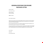 Employer response to resume submission example document template