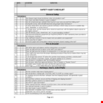 Safety Audit Checklist Template example document template