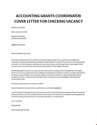 Grants Proposals Finance Professional cover letter