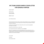 KYC Team Leader sample cover letter example document template