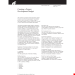 Program Development Budget Template example document template