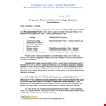 College Letter of Recommendation Forms example document template