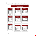 School Work Calendar Template example document template