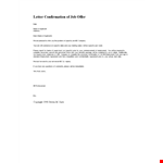 Letter Confirmation Of Job Offer example document template
