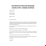 Purchase Manager Cover letter example document template