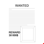 Wanted Poster Reward Template example document template 