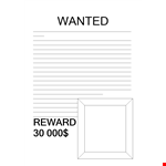 Wanted Poster Reward Template example document template