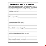 Official Police Report Template - Document Incident that Happened example document template