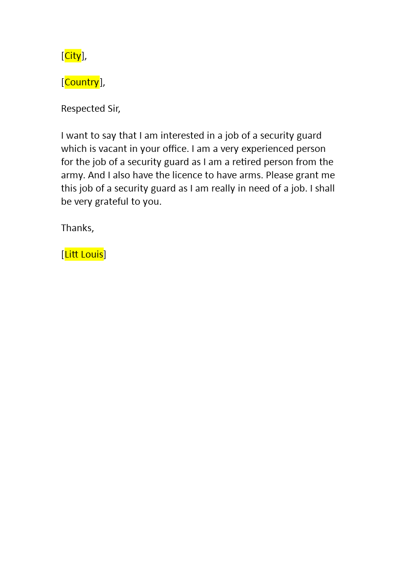 application letter applying for a security guard Main Image application letter applying for a security guard