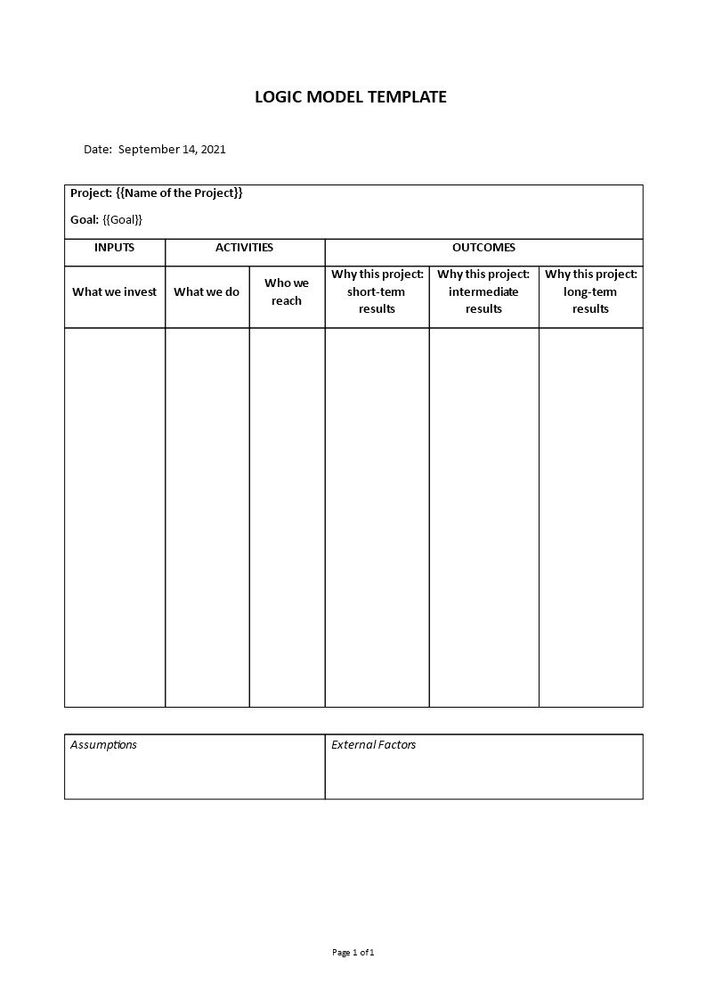 logic model template Main Image logic model template