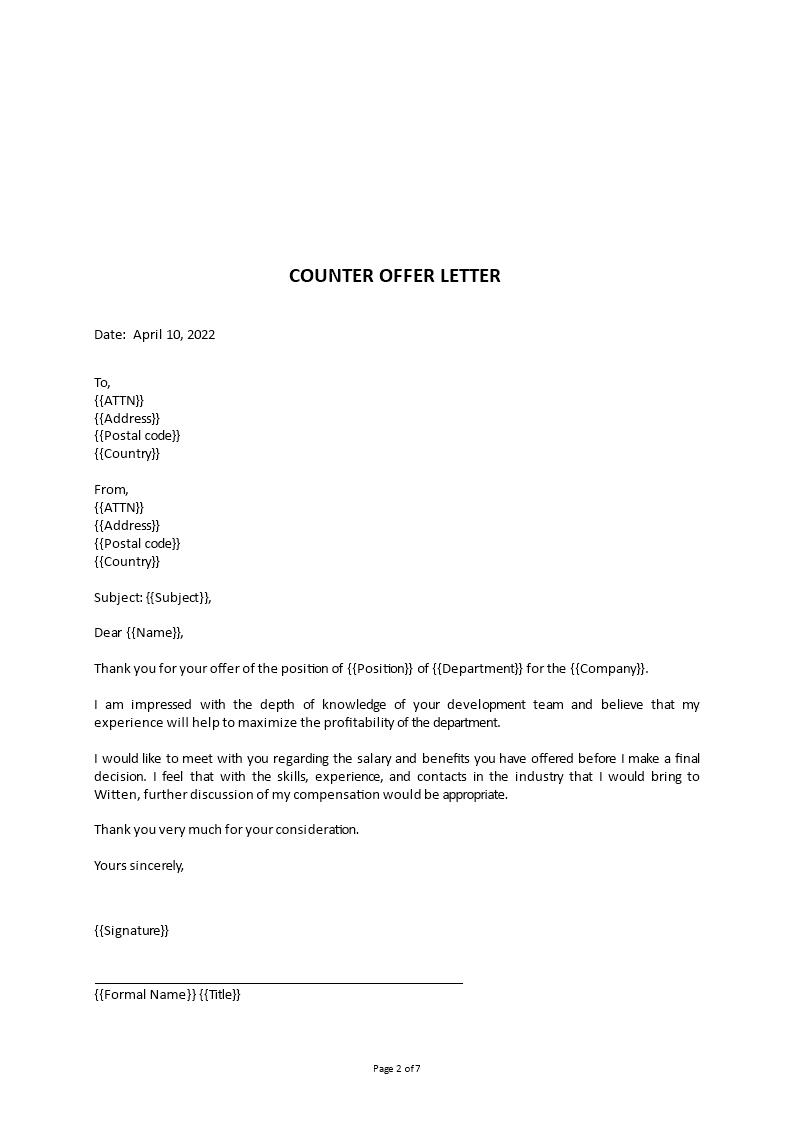 counter offer letter example