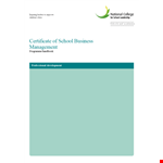 School Business Management Certificate example document template