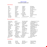 Essential Packing List Template for Cards and Water - Download Now example document template