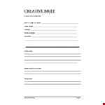 Creative Brief Template for Client Brief and Photoshoot example document template