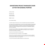 Advertising Project Manager Cover letter  example document template