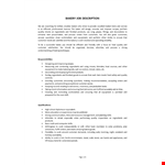 Bakery Job Description example document template