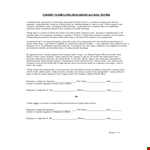 Employee Drug Alcohol Test Consent Form | Company Medical Testing example document template