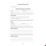 Disciplinary Action Form Template example document template