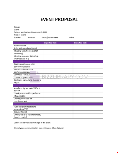 Proposal Form Template for Events