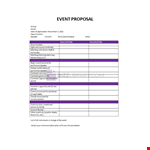 Proposal Form Template for Events example document template