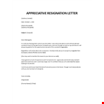 Appreciative resignation letter example document template