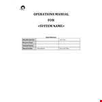 Operations Manual Template example document template