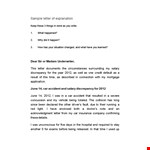Sample Letter of Explanation for Hospitalization example document template