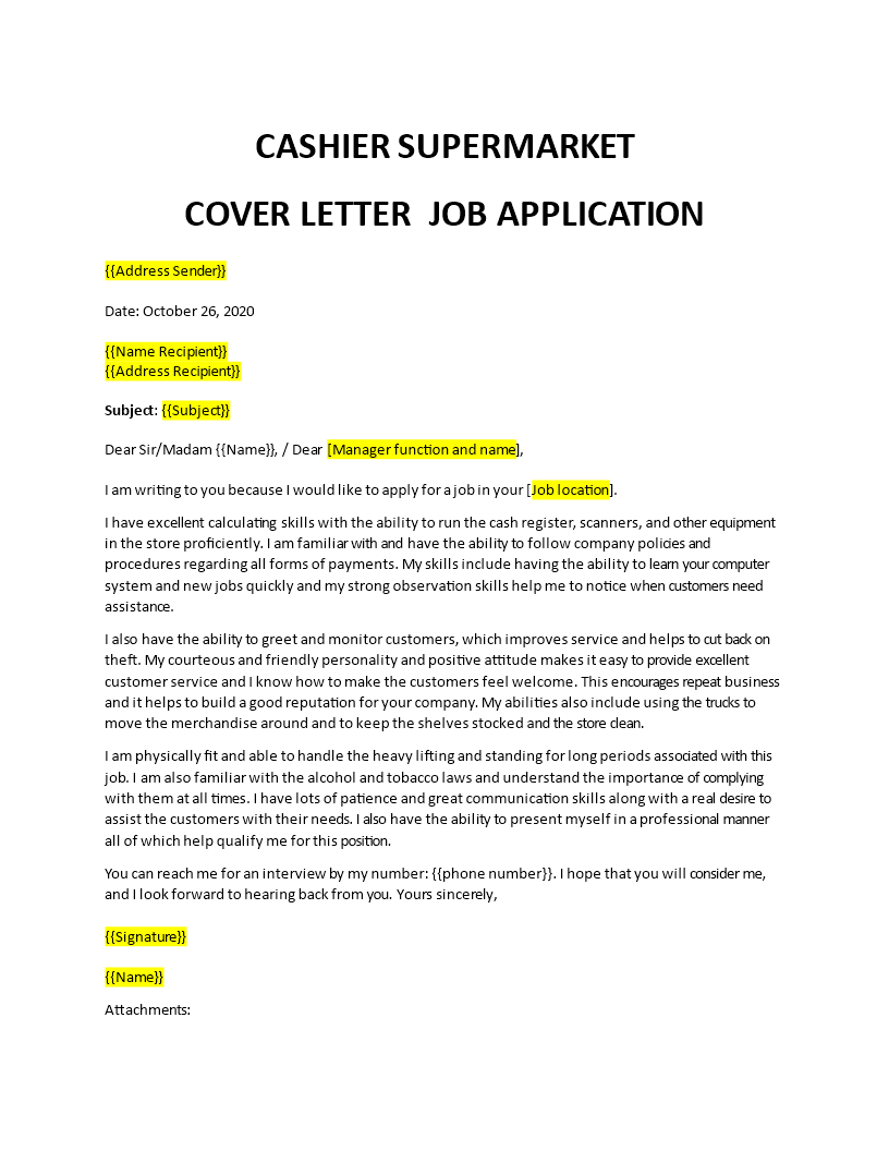 application cashier job in supermarket