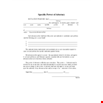 Specific Power Of Attorney Form example document template