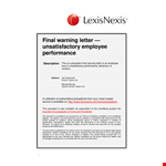 Final Warning Letter To Employee Poor Performance example document template