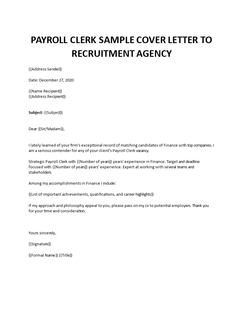 payroll clerk cover letter