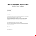 Payroll Clerk cover letter example document template
