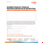 Program Certificate Of Destruction Template | Technology, Conditions, Terms, Trade | Riverbed example document template