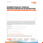 Program Certificate Of Destruction Template | Technology, Conditions, Terms, Trade | Riverbed example document template 