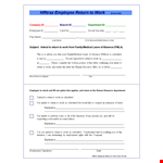 Return to Work Form for Employees - Scheduled Return example document template