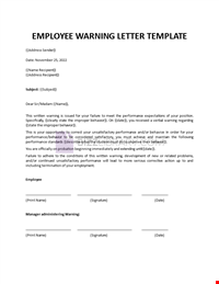 Employee Warning Letter Sample